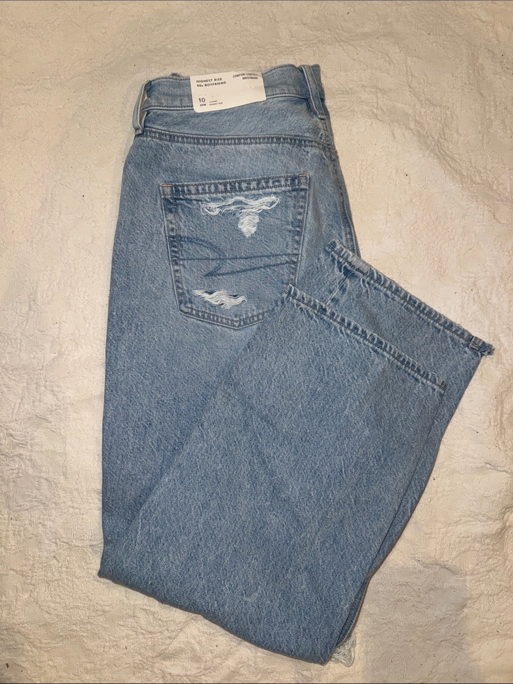 American Eagle Outfitters Light Blue Distressed Boyfriend Jeans - Picture 2 of 2
